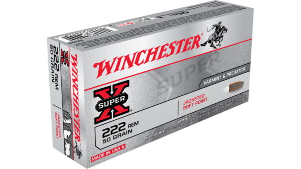 WINCHESTER SUPER-X RIFLE .222 REMINGTON 50 GRAIN JACKETED SOFT POINT BRASS CASED 500 ROUNDS