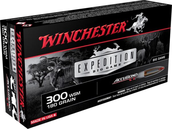Winchester Expedition Big Game Ammunition 300 Winchester Short Magnum (WSM) 180 Grain Nosler AccuBond 500 rounds