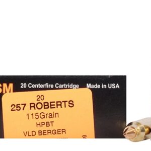HSM Trophy Gold Ammunition 257 Roberts +P 115 Grain Berger Hunting VLD Hollow Point Boat Tail 500 rounds